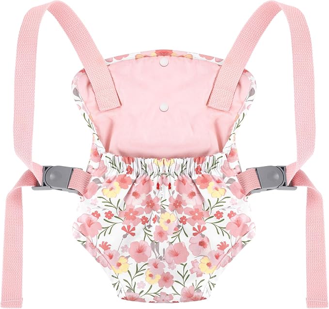 GAGAKU Baby Doll Carrier for Little Girls Baby Carrier for Dolls Reborn Baby Doll Carrier Toddlers 3 Years Old Babydoll Carrier - Pink Rose of Sharon