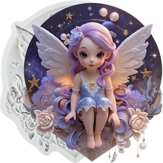 Flower Fairy Polymer Clay Molds Butterfly Fairy Silicone Mold for Epoxy Resin Casting DIY Crafts Air Dry Polymer Crafts Supplies Clay Tools