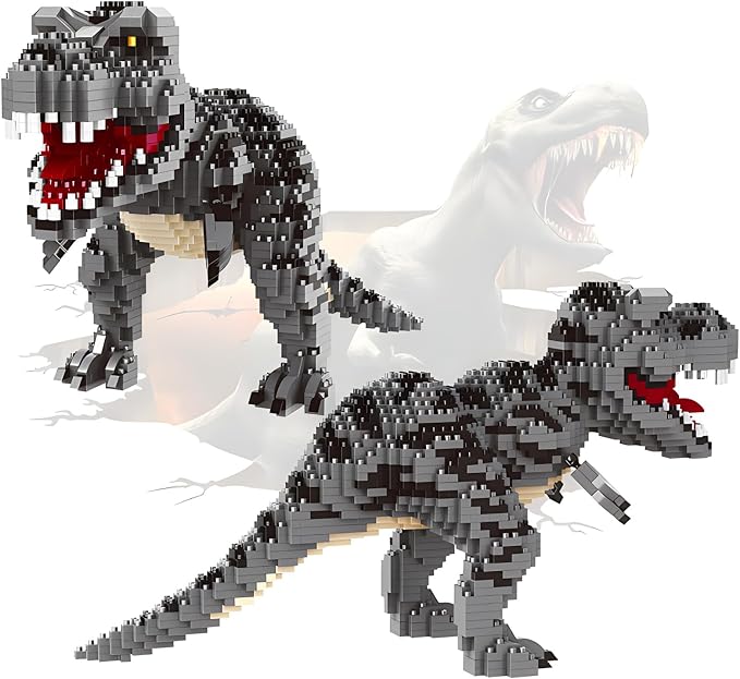 CSNRHG Dinosaur Tyrannosaurus Rex Model Decor Micro Mini Blocks Velociraptor Building Blocks Toy Birthday for Age 6+ Children Adults Teens 1530 Pieces