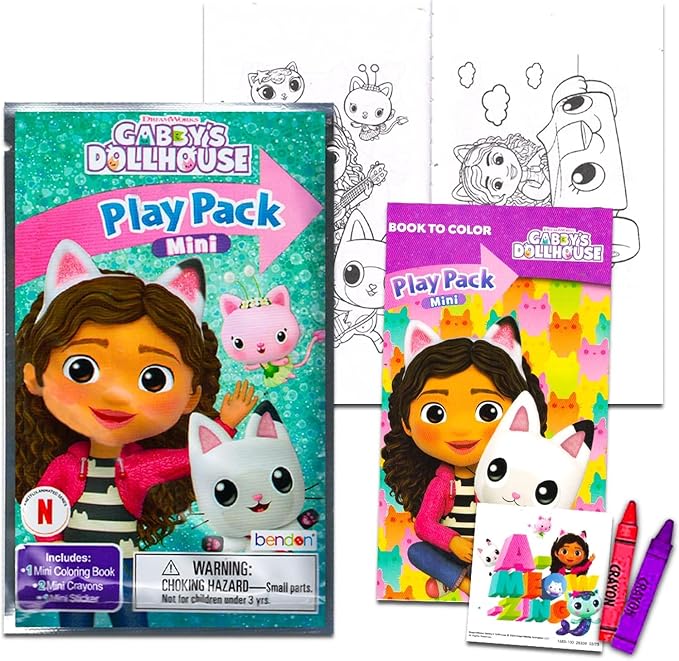 8 Pc Gabby's Dollhouse Mini Party Favors Set - Bundle 8 Play Packs with Mini Coloring Books, Stickers, and Goodie Bags | Gabby's Dollhouse Birthday Party Supplies Decorations