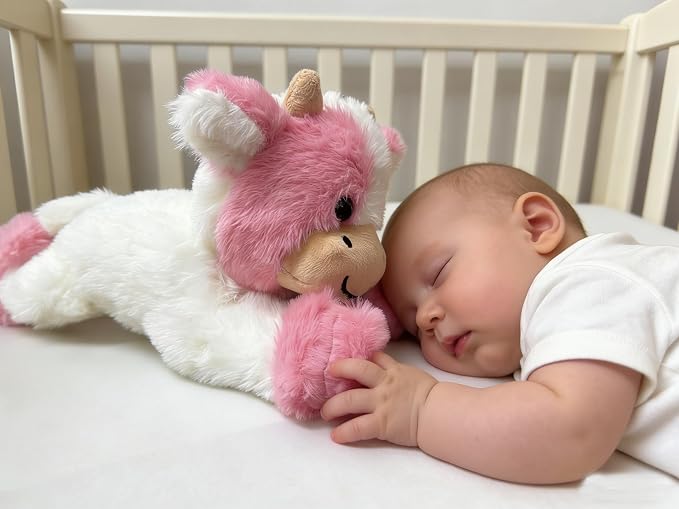 YUKOUQIAN Cute Cow Plush Stuffed Animal Doll Toy 10 inch for Girls Boys (pa Cow Pink)