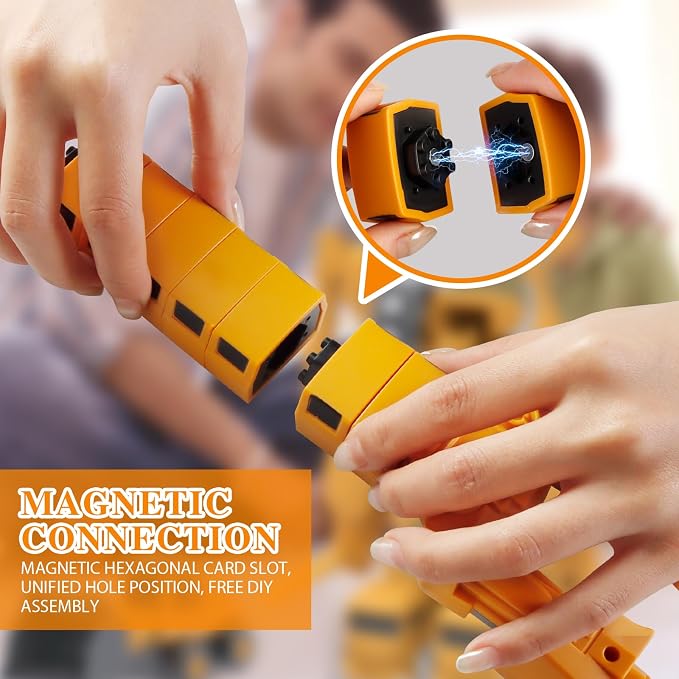Magnetic Transform Toys for Kids, Assembled Construction Vehicle Cars Toys, Engineering Transforming Cars and Trucks, Outdoor Toddler Activities Toys for Toddler Kids Ages 4-8