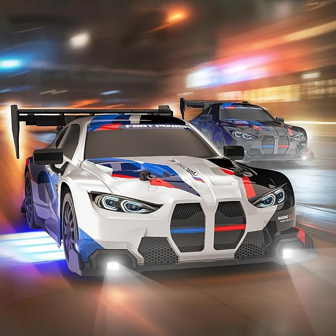 RC Drift Car, 1:24 Scale Remote Control Vehicle for Kids,2.4GHz 20KM/H 4WD High Speed RC Cars with LED Light, Two Batteries & Drifting Tires Racing Sport Toy Cars for Adults Boys Girls Kids 8607BK