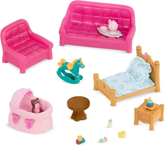 Li'l Woodzeez – Miniature Furniture Set – Living Room & Nursery Set – Dollhouse Accessories – Durable & Colorful – Encourages Imaginative Play & Storytelling – Gift for Kids