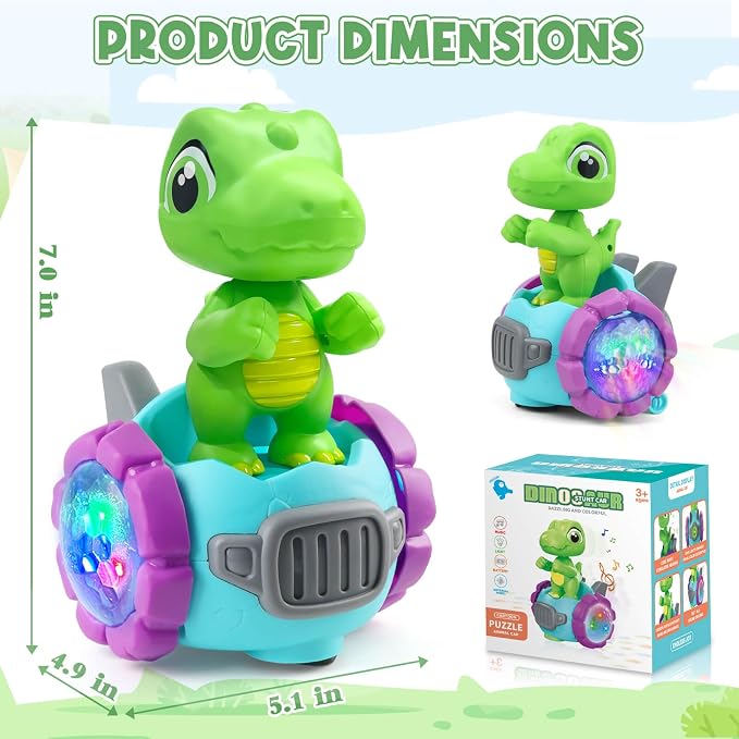 Dinosaur Robot Car Toy with Lights & Music, Toddler Toys 1-3, Dinosaur Universal Cars, Toys for 3 Year Old Boys Ages 2-4, Gifts for 1-3 4 5 6 7 Year Old Birthday Christmas