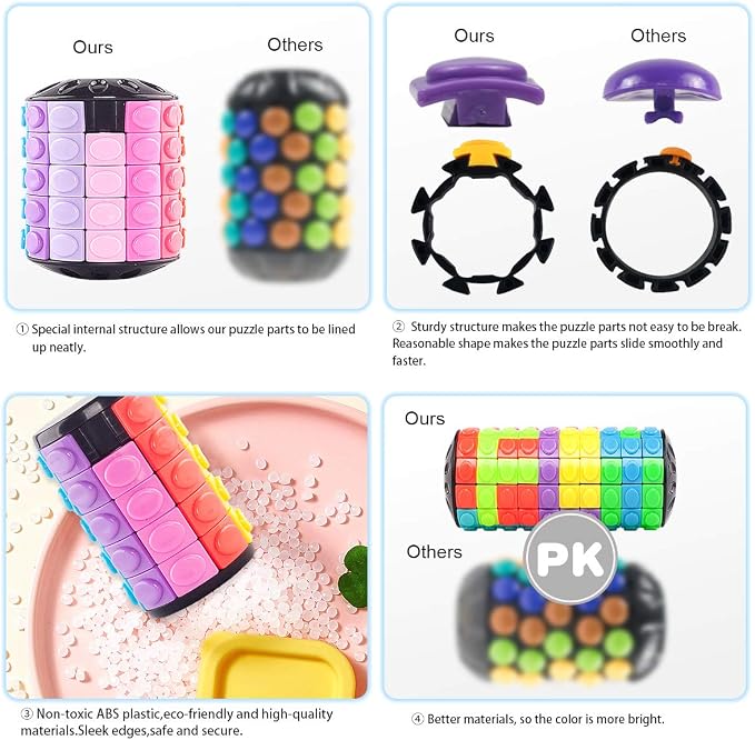 R.Y.TOYS Rotate and Slide Puzzle-Design Patent,Fidget Toys(Restore Order/Create Patterns) 8 Colors,20 Layers-Detach Piece for Quick Play,Brain Teaser,Sensory Toys,Birthday Gifts,Easter Basket Stuffer
