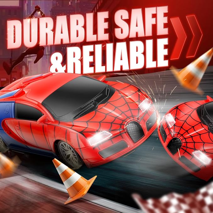 Aooess Remote Control Car Toy for Kids: Spider Rc Cars for Boys Age 4-7 Toy Cars for Boys Age 4-7 Racing Car Toys Spider Toys for Boy 4-6 Birthday Gift for 3 4 5 6 7 8 9 Year Old Boy Girls, Red