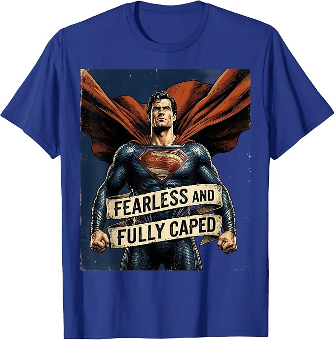 Fearless and Fully Caped Superhero Design T-Shirt
