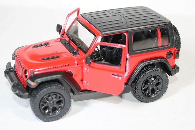 KiNSMART - Jeep Wrangler Rubicon Off Road 4x4 5 inch 1:34 Scale Die Cast Model Replica Toy Car (Red Hardtop)