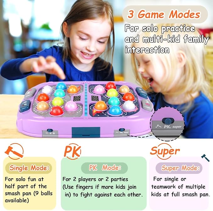 Whack Game Mole for Kids, Toys for 3 4 5 6 7 8+ Year Old Girls Boys, Pounding Toddler Toys for Age 3-8, Birthday Gifts for Girls Age 3 4 5 6 7 8 Years Old, Interactive Toys with 3 Modes, Music, Light