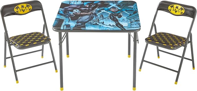 Batman 3 Piece Children's Activity Square Table and 2 Folding Chairs Set, Ages 3+