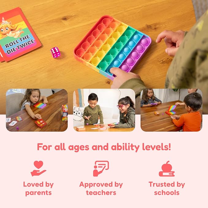 THE FIDGET GAME Sight Words Game - Reading Flashcards and Pop Fidget Toys for Kids K to Second Grade - Learning Activities and Games for High-Frequency Dolch Sight Words - Includes Mats and Dice