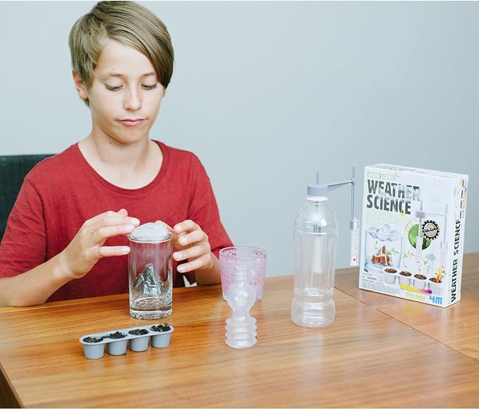 4M: Green Science - Weather Science - DIY Mini Observatory Kit, Static Electricity, Lightning-Cloud Formation, Build A Water Cycle Model, STEAM Kid 5+