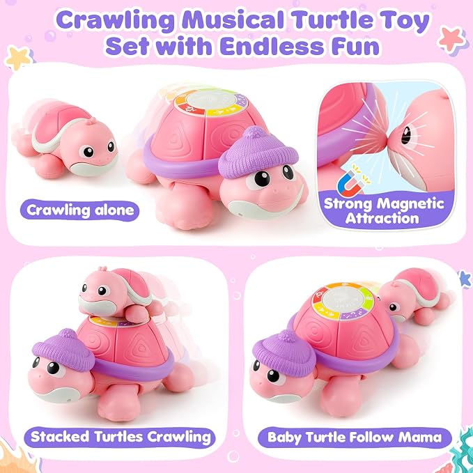 Baby Toys 6-12 Months, Musical Turtle Crawling Infant Toys for Tummy Time, Early Learning Educational Toys for 7 8 9 10 11 Months, Ideal Christmas Birthday Gifts for Boys & Girls Age 1 Years Old