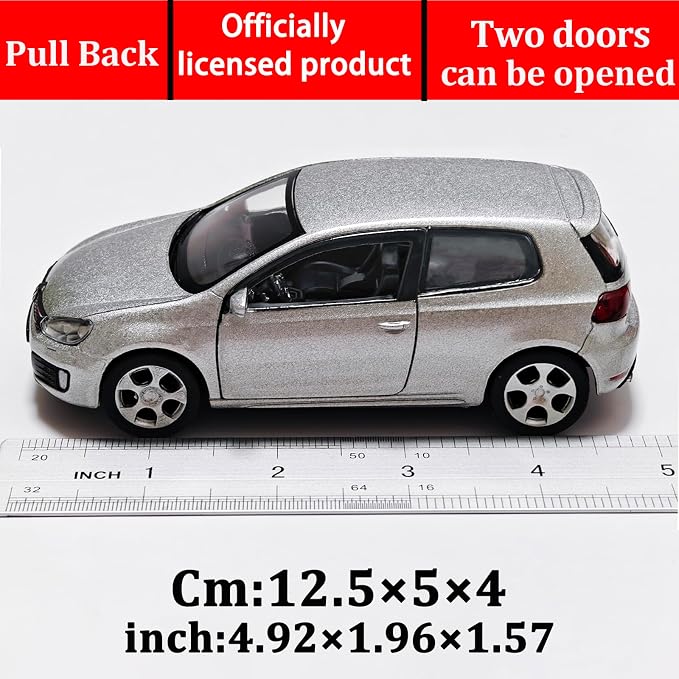 Volkswagen Golf GTI Toy Car 1/36 Model Car Toys Car Metal Collect Car with Pull Back for Boys Children Age 3 + Year Old Festival Gift(Silver)