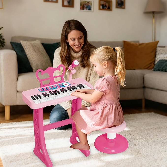 Piano Toys for 3 Year Old Girl, 37 Keyboard Toys with Microphone for Toddlers 3-7, Musical Birthday for Girls Boys Toddlers