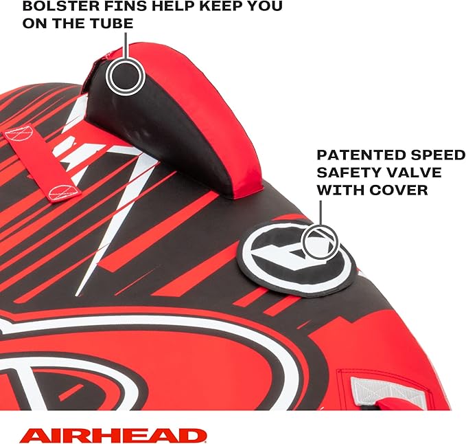 Airhead G-Force Towable Tube for Boating, 1-4 Rider Inflatable Boat Tube for Water Tubing, Heavy Duty Full Nylon Cover, Stabilizer Fins with Neoprene Knuckle Guards, Speed Safety Valve