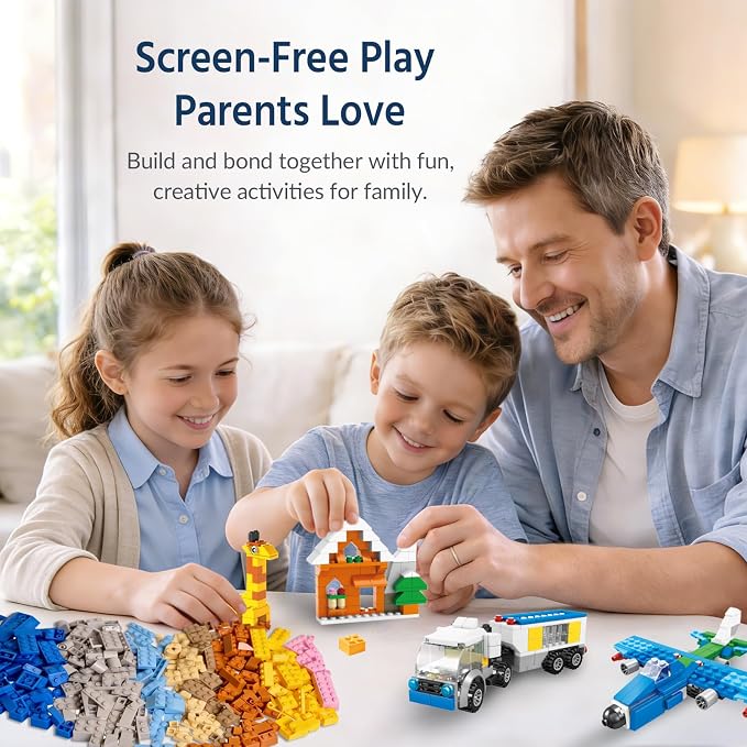 FUN LITTLE TOYS 1100 PCS Building Blocks for Kids 6-12, STEM Learning Bulk Bricks Set, 147 Shapes 17 Colors, Compatible with All Major Brands, Creative Educational Toy Gift