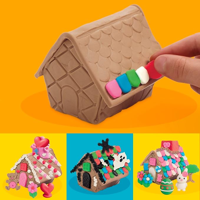 Play-Doh Builder Mini Gingerbread House, Arts & Crafts Toy Building Kit, Multi-Season Set with 8 Play-Doh Cans for Kids Ages 5+ (Amazon Exclusive)