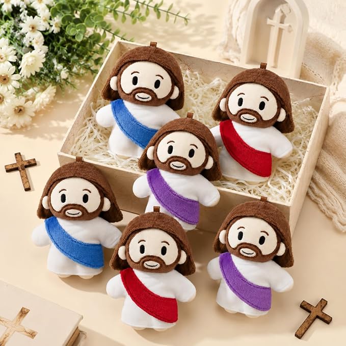 6-Piece Jesus Plush Set – Easter Church Decorations – Guardian Savior Gift Figurines, Ideal for Easter, Sunday School and All Kinds of Religious Events（6pcs-A）