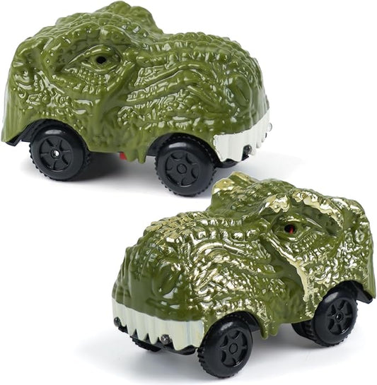 GIAT Dinosaur Track Car Accessories - Birthday Gifts for 3 4 5 6 7 Year Old Boys - 2 Pack LED Light Up Car Toy for Kids Ages 3-5 5-7, Compatible with Most Tracks