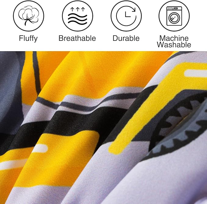 Holawakaka Construction Truck 5-Piece Full Bed-in-A-Bag Set, Boys Comforter & Sheet Set with Excavator & Tractor Print, Kids Bedding Collection, Machine Washable, Gift for Kids