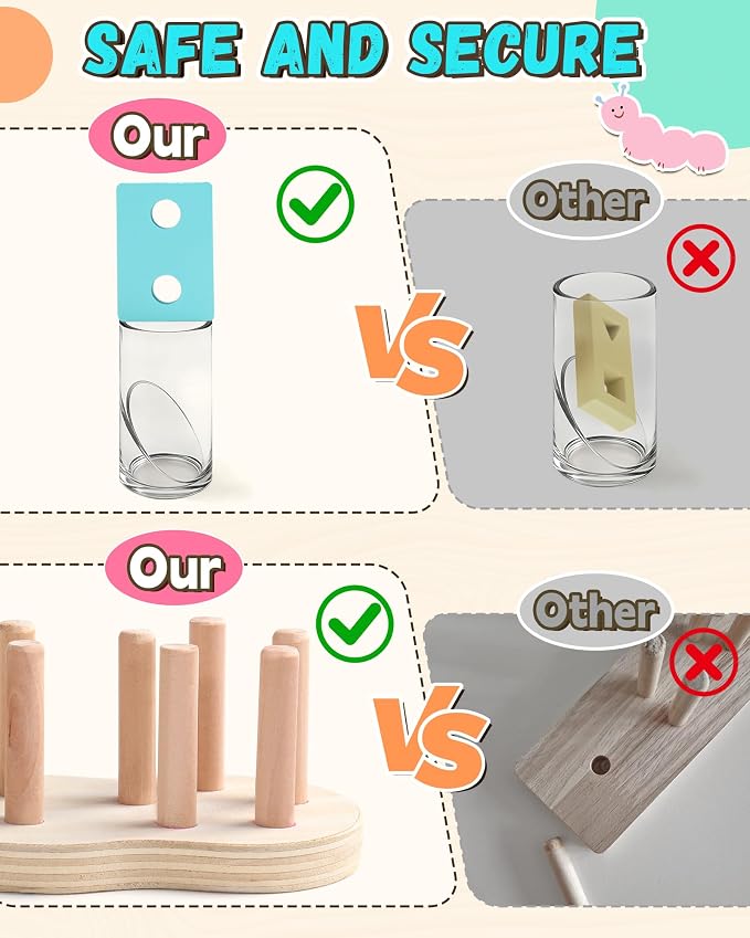 Zeewoo Montessori Toys for 1 2 Year Old Girl Gifts Educational for 1-3 Year Old Caterpillar Wooden Shape Sorter Stacking Toys for Toddlers 2-4 Preschool Learning Toy Birthday Boy Girl Gift