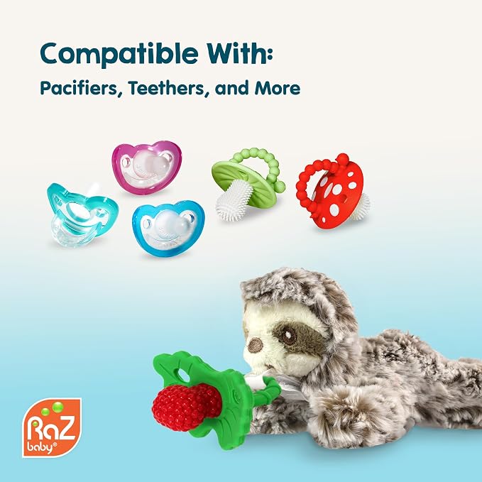 RaZbaby Dragon RaZbuddy w/RaZberry Teething Relief Pacifier – Soothes Sore Gums w/Nature-Inspired Texture, 100% BPA-Free Silicone Teether, Detachable Stuffed Animal – 3 Months+ Teether, Mint