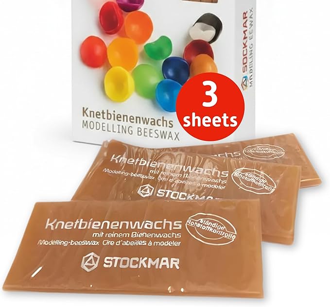 Stockmar Modelling Beeswax Sheets – 3 Sheets of Natural Color for Creative Sculpting, Handwork, Artistic Designs, and Shaping – Malleable Beeswax Arts and Crafts Supplies for Artists