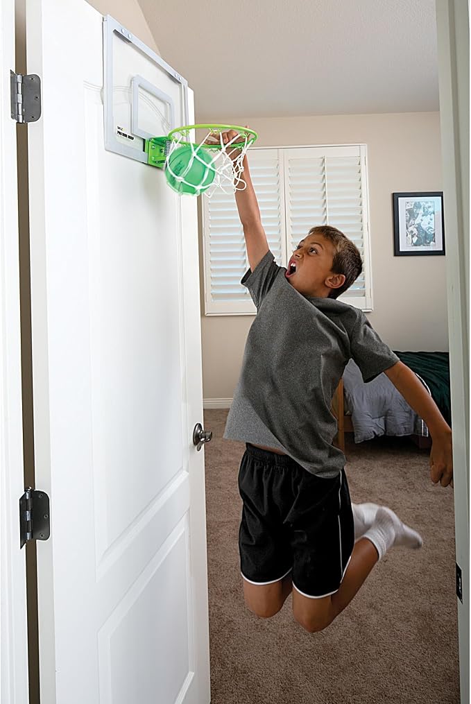 SKLZ Pro Mini Indoor Basketball Hoop with Ball, Over the Door, Shatter-Proof Backboard, Spring-Action Break-Away Steel Rim, Great for Home, Dorm Room, and Office