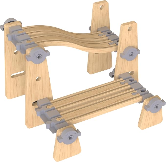 Wooden Train Tracks Accessories Build & Play Construction Set 68PCS Modular Railway STEM Toys Track Expansion Pack #2 with Parallel Tracks Adjustable Columns Elevated Station Compatible Thomas Brio