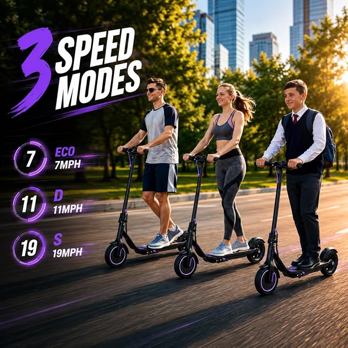 Electric Scooter for Adults, Teens & Big Kids, 350W-500W Motor, 10Mph-21 MPH & 10-28 Miles Max Range, 6.5 to 10 inch Tires, Portable Lightweight E-Scooter