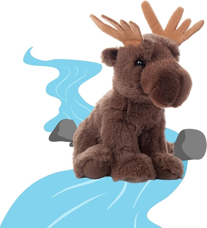 The Petting Zoo Moose Stuffed Animal Plushie, Gifts for Kids, Wild Onez Babiez Wildlife Animals, Moose Plush Toy 6 inches