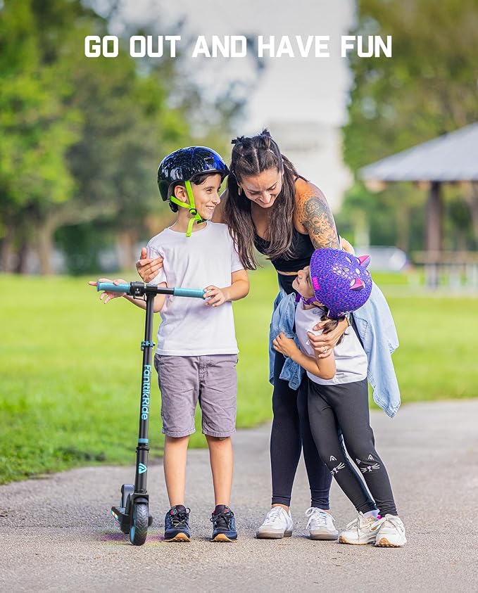 FanttikRide C9 Apex Kids Electric Scooter, Bluetooth Music Speaker, Colorful Light for Kids 8-12, 3.9-5.2 ft, 132 lbs, 5 Miles Range, Up to 40 min Ride Time, 5/8/10 MPH, 3 Adjustable Heights