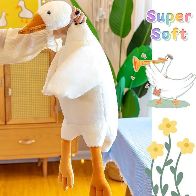 CottonStar Goose Stuffed Animal 51 Inch Plush Doll Toy, Cute Duck Plush Cushion Soft Huge Plushies Pillow, Gift for Kids and Friends, White
