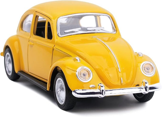 Berry President 1967 Classic Beetle Bug Vintage 1/32 Scale Diecast Metal Pull Back Car Model Toy for Gift/Kids (Yellow)