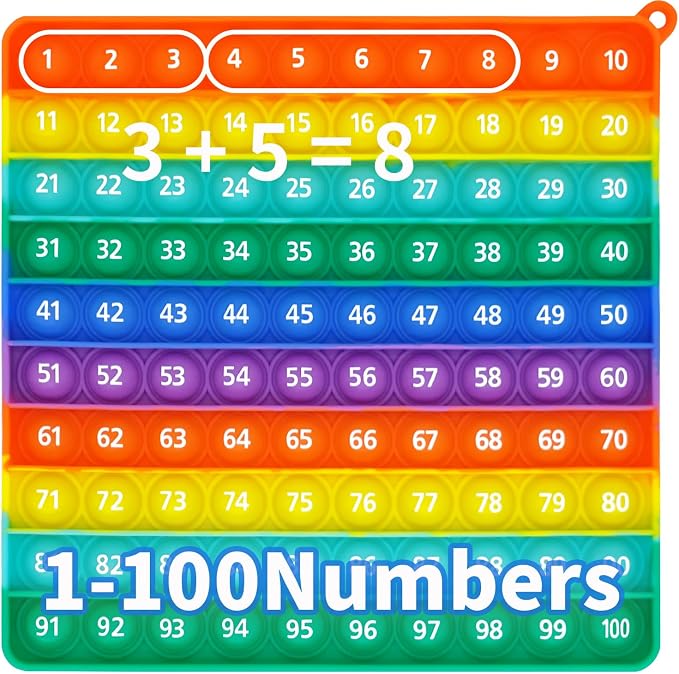 Press Bubble Math Sensory Toy: 1-100 Numbers Counting & Fidget Manipulatives, Stress Relief for Homeschool Kindergarten Classroom, Early Math Education-YGC LAOMI