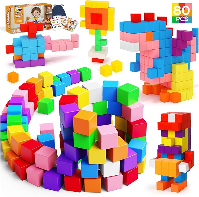 80PCS Magnetic Blocks, Magnetic Building Blocks for Kids Ages 3 4 5 6 Year Old, Magnet Cubes, Autism Montessori Toys, Preschool STEM Educational Sensory Magnet Toys Gifts for Kids 3-5 4-8