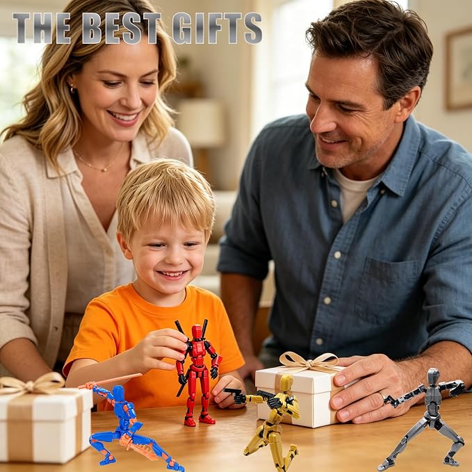 4 Packs T13 Action Figure Set (Assembly Completed), 3D Printed Multi-Jointed Movable Dummy 13，Titan13 Action Figure, Action Figure Desktop Decorations for Game Lovers Toy, Christmas Birthday Gift