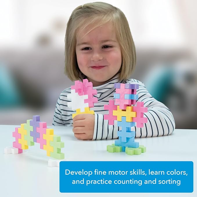 Plus Plus Big - 100 Piece Pastel Color Mix - Interlocking Large Puzzle Building Blocks, Quiet Stem Toys for Toddlers - Gifts for Boys & Girls