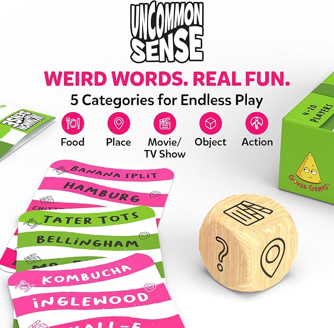 Gouda Games Uncommon Sense – Hilarious Family Guessing Game for Big Groups, Quick-Thinking Word Party Game for Adults and Teens, Perfect for Game Nights, Gift for Ages 10, 11, 12 and Up, 4-20 Players