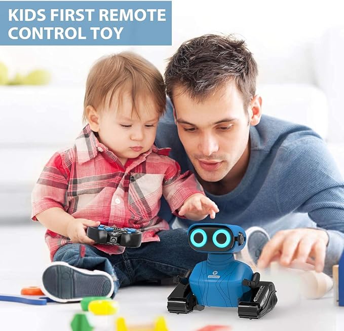KaeKid Robots for Kids, 2.4Ghz Remote Control Robot Toys with LED Eyes & Flexible Arms, Dance & Sounds, RC Toys for 3 4 5 6 7 8 Year Old Boys Girls (Blue)