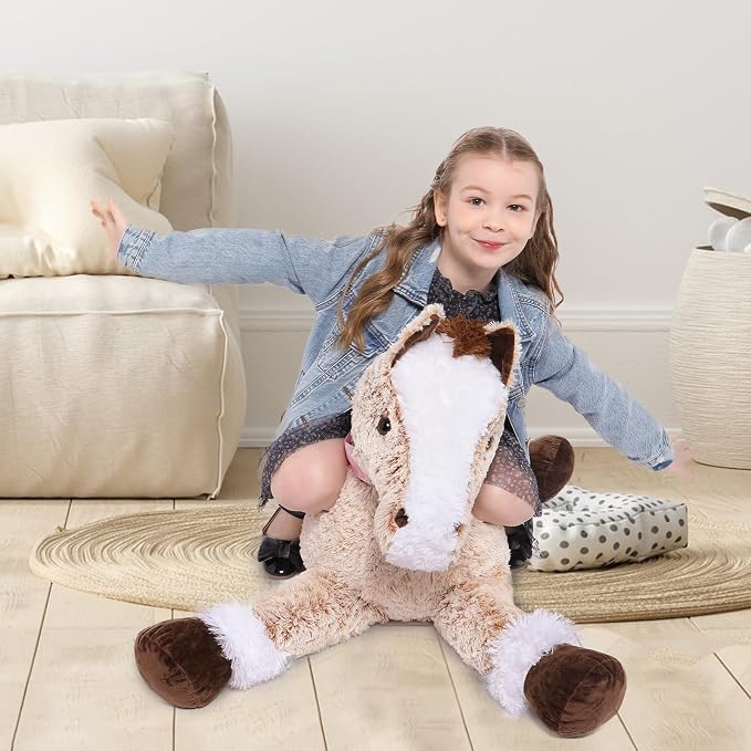 Tezituor 3ft Large Realistic Horse Stuffed Animal, 35 Inches Big Stuffed Pony Plush Toys for Boys Girls, Hugging Soft Horse Plush Body Pillow Christmas Birthday Gift