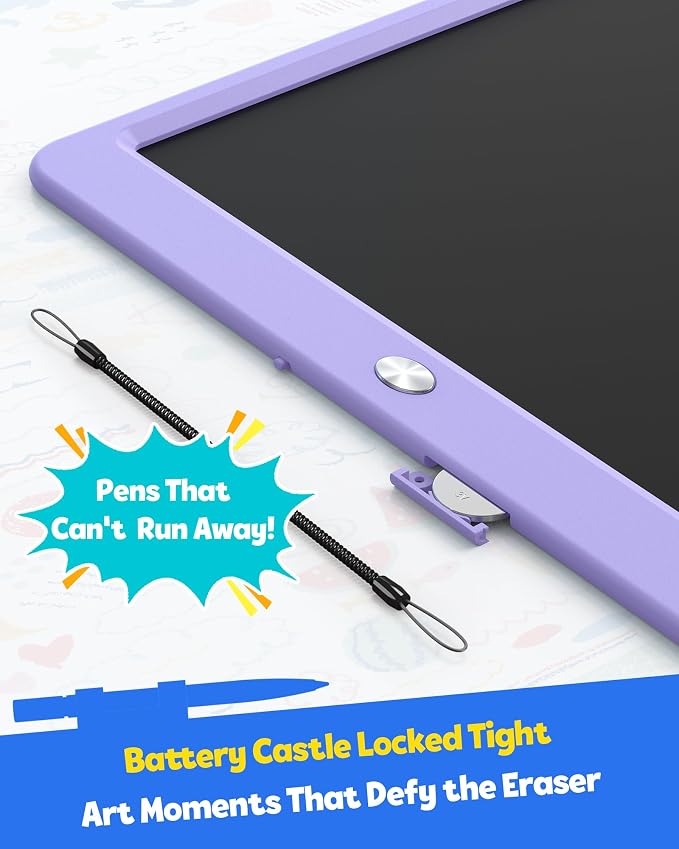 TEKFUN 12 Inch LCD Writing Tablet for Kids, Coloring Drawing Pad, Mess Free Doodle Board, Airplane Travel Toys for Boys and Toddlers, Road Trip Essentials, Gifts for 3-8 Year Old Girls (Purple)