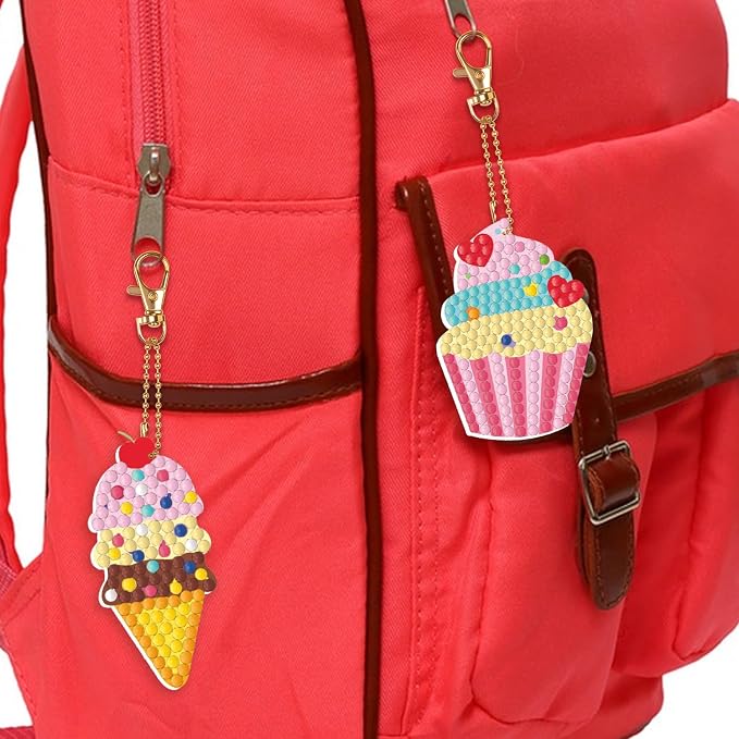 Labeol Arts and Crafts for Kids Ages 8-12 - Creat Your Own GEM Keychains-5D Diamond Art by Numbers GEM Art Kits for Kids Girls Toddler Crafts Age 6-7 6-8 10-12 (Dessert)