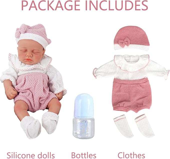 Girl 12 Inch, Silicone Reborn Baby Dolls, Realistic Baby Doll, Not Vinyl, Posable Newborn, Reborn Baby Dolls Silicone Full Body