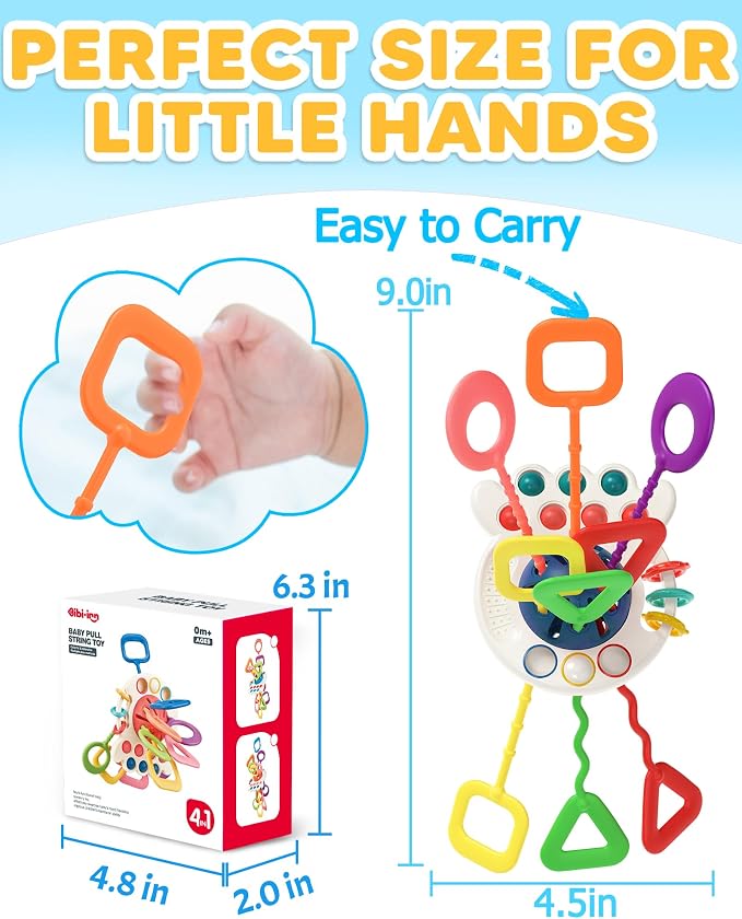 Tonberless Baby Sensory Montessori Toys for 6-12-18 Months, Toddler Teething Toy Birthday Gift Travel Toys for 1 2 3 Year Old Boy Girl Infant 8 9 10 Months Old-Blue