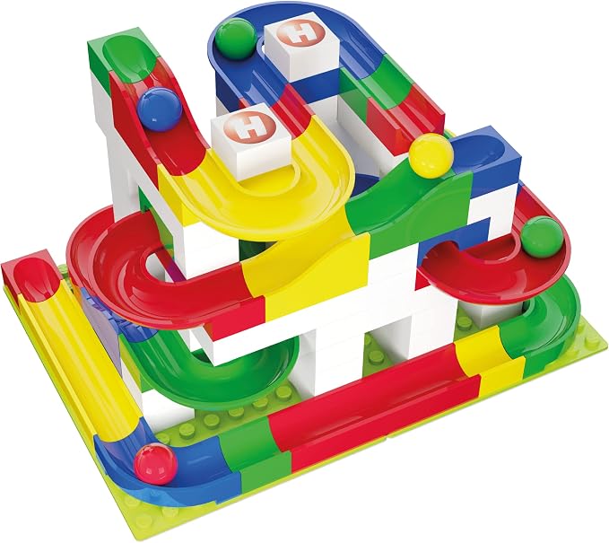 Hubelino Marble Run 123 Piece Starter Building Box Set, STEM Toys for 4-8 Year Olds, Compatible Marble Maze and Ball Run, Made in Germany