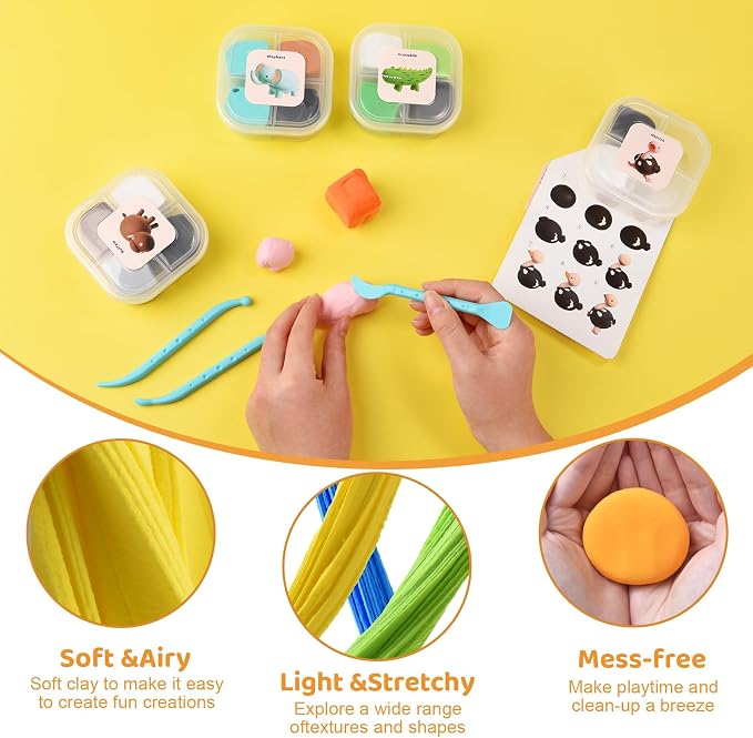 Both idea Air Dry Clay Kit, Animal Theme | 12 Packs, Non-Toxic Kids Gift | School & Party: Perfect for classroom art activities, birthday party favors, creative family DIY, and holiday celebrations.