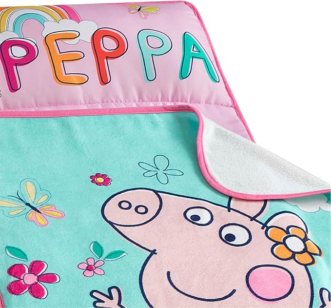 Super Soft Plush Toddler Quilted Nap Mat with Built in Blanket and Pillow